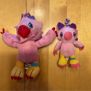 Digimon Biyomon 2x Vintage 1999 Play by Play 2001 Plush Stuffed Animal